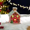 Christmas Tree Ornaments 2Pcs Train Music Box with Rotating Light, Snow Village Carousel Hanging Decorations Ornament, Battery/USB Powered Tabletop
