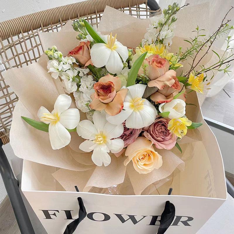 Подарочная упаковка из цветочной бумаги в стиле Сиднея: Упаковочный материал для букетов на хлопковой подкладке