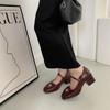 In the Spring and Autumn of 2025, the New Square-headed Shallow-mouth Medium-heeled Single Shoes with Thick Heels and Shallow-mouth Versatile Mary Jan