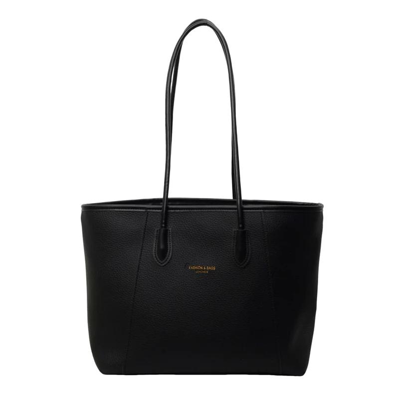 Классическая однотонная сумка-тоут из искусственной кожи на плечо большой вместимости, новая модная женская сумка в стиле ретро