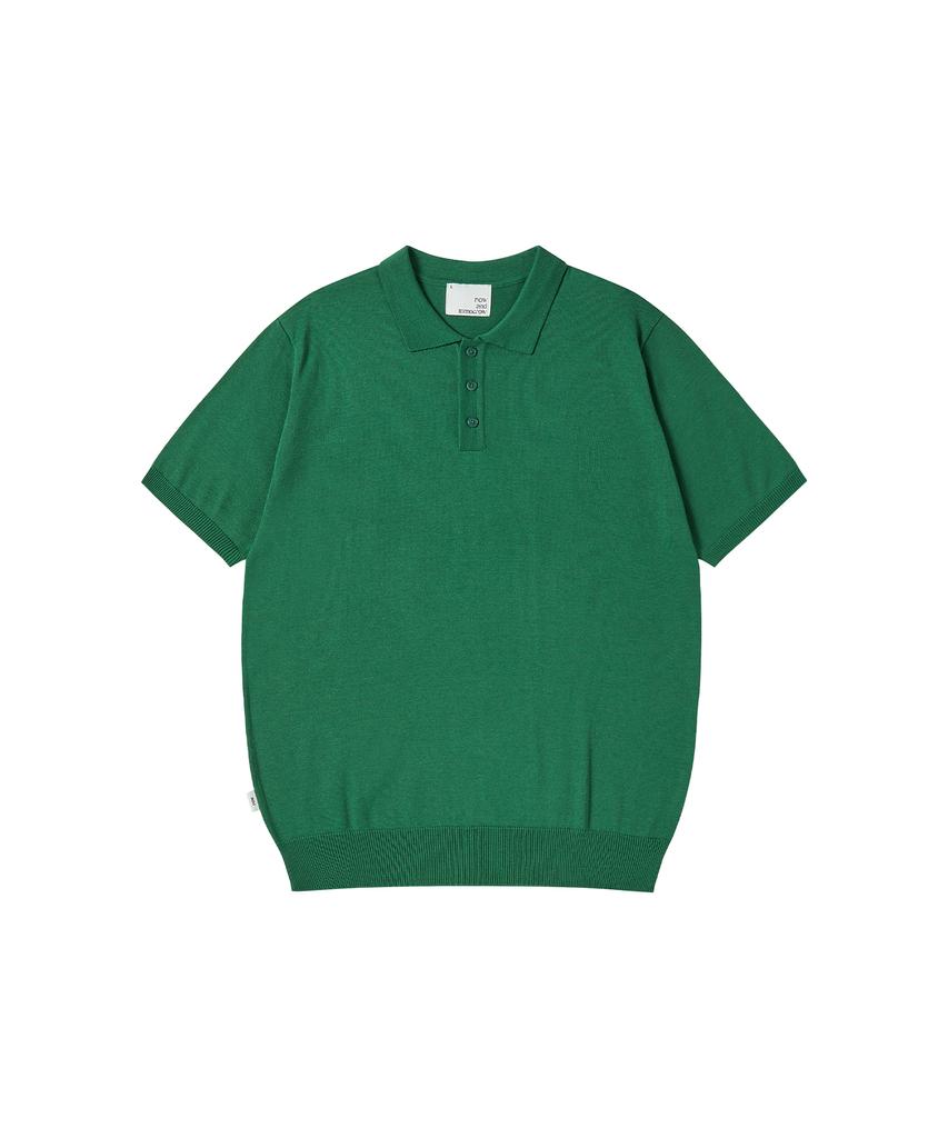 NOWANDTOMORROW Knit Polo Shirt [Green]