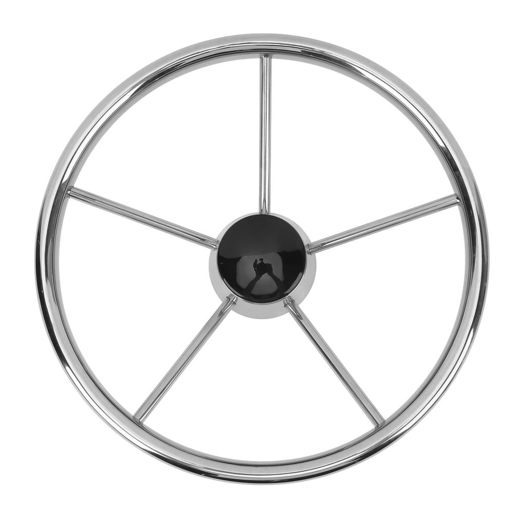 13 1 2 Inch Marine Steering Wheel 5 Spoke 25 Degree Stainless Steel Boat Steering Wheel with Center Cap and Grip for