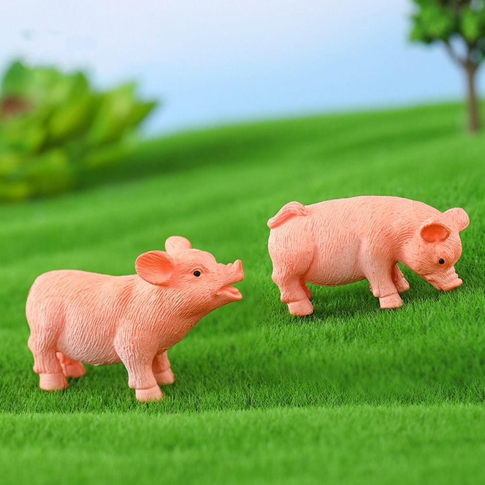 3pcs Realistic Pig Miniature Figurine Handmade Piggy Statue Creative Pig Statue Balcony