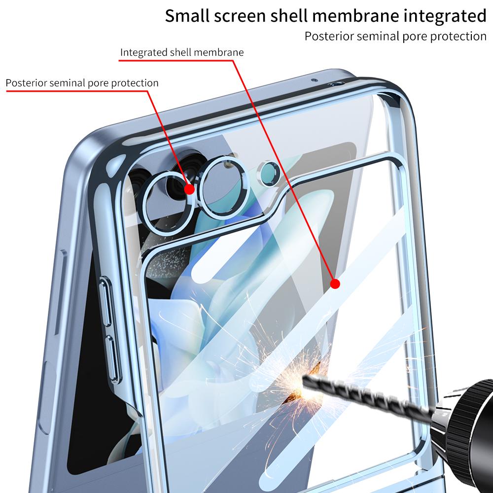 Electroplating Phantom Case for Samsung Galaxy Z Flip 5 6Small Screen with Film Fashion Flip5 Precision Lens Hole Position Cover
