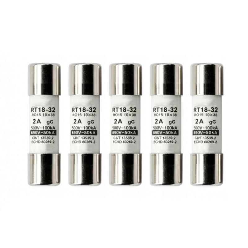 A34R High Breaking Capacity 100Ka 5Pcs 2A Fuse GG Cylindrical 10X38mm-Fuse-For Industrial Applications Ideal