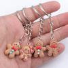 Lot Christmas Gingerbread Man Keychains Resin Cartoon Little People Charms for Car Keyholder Handbag DIY Keyrings