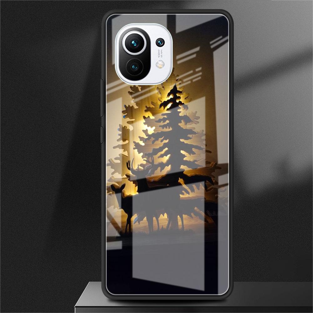 Стеклянный чехол Merry Christmas Tree Deer для Xiaomi Poco X3 NFC 11 Lite 11T F3 M3 Redmi Note 11 10 9 8 Pro 10S 9S 9A 9C Чехол для телефона