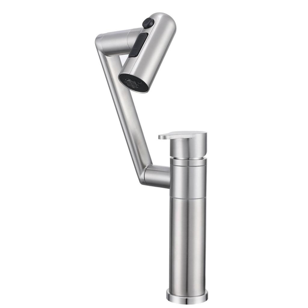 Смеситель для горячей и холодной воды с одним отверстием из нержавеющей стали 304, матовый, монтируемый на столешницу, кран для умывальника для ванной