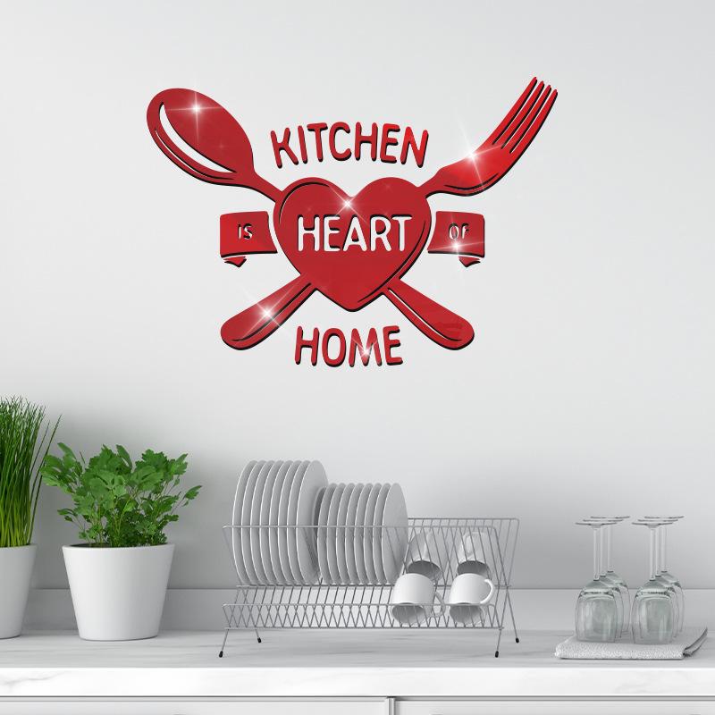 Акриловая кухонная настенная зеркальная наклейка с клейкой основой в тематике «Теплый дом»