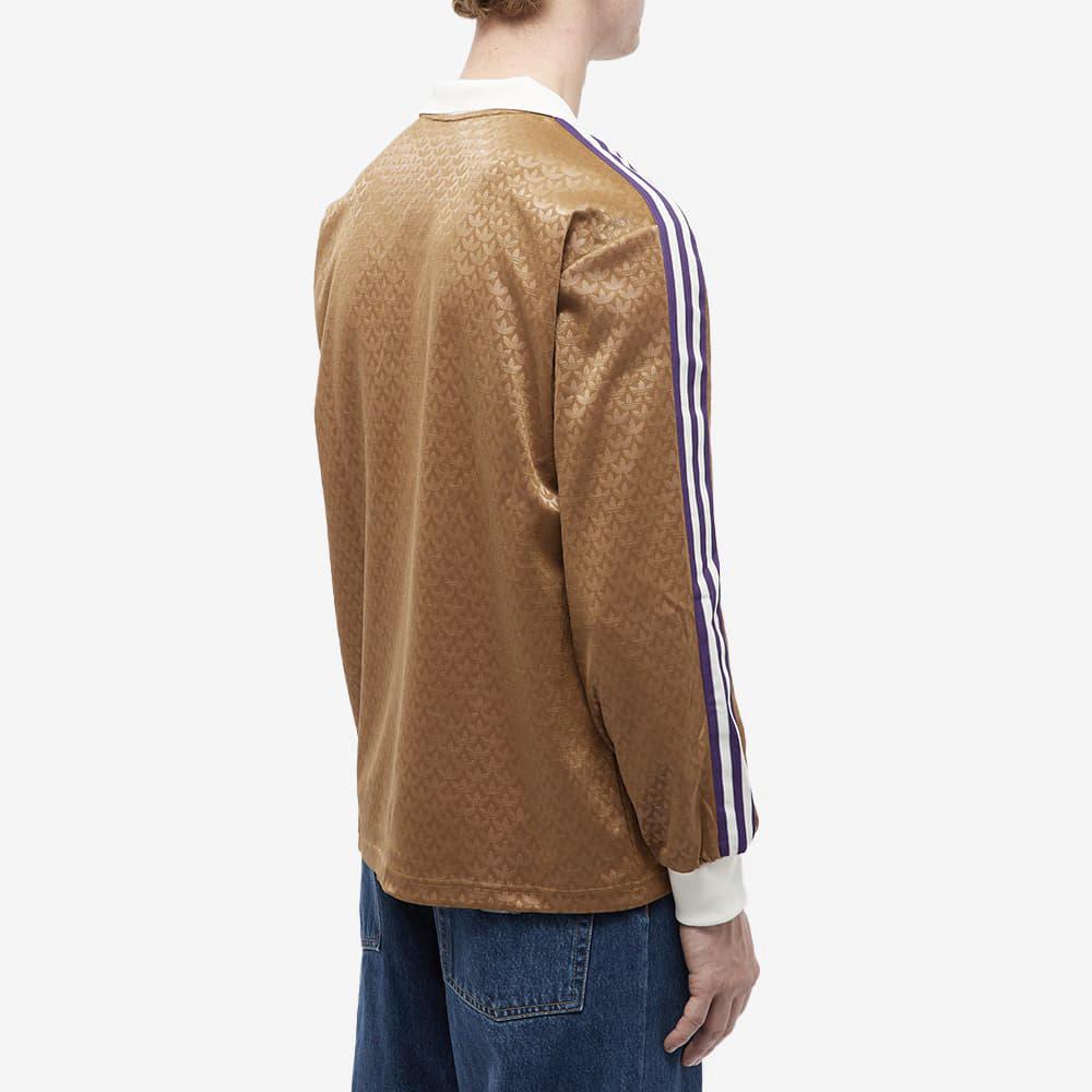 adidas Оригинальная футболка в полоску с трилистником и логотипом с v-образным вырезом и длинными рукавами, мужские топы, коричневые IB3438