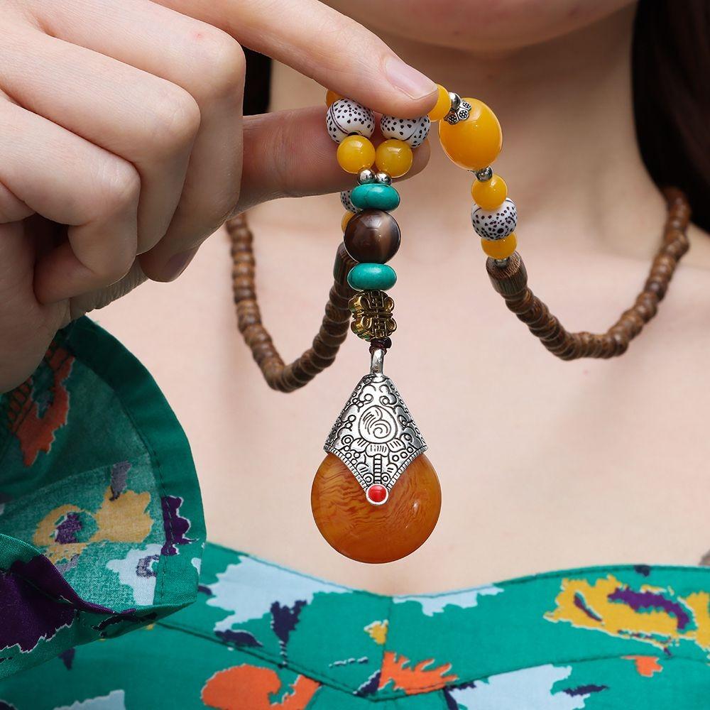 Буддийская Бодхи ключичная цепочка Этническая модная бижутерия Персонализированное ожерелье Ожерелье из бусин Непал