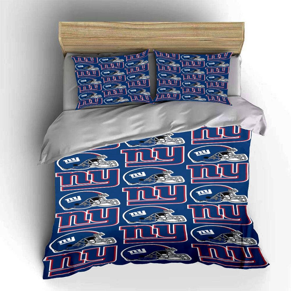 "Blue Football Helmets and NY Pattern" Print Bedding Set Duvet Cover Pillowcases (1* Duvet Cover 2* Pillowcases Do Not Include Comforter)