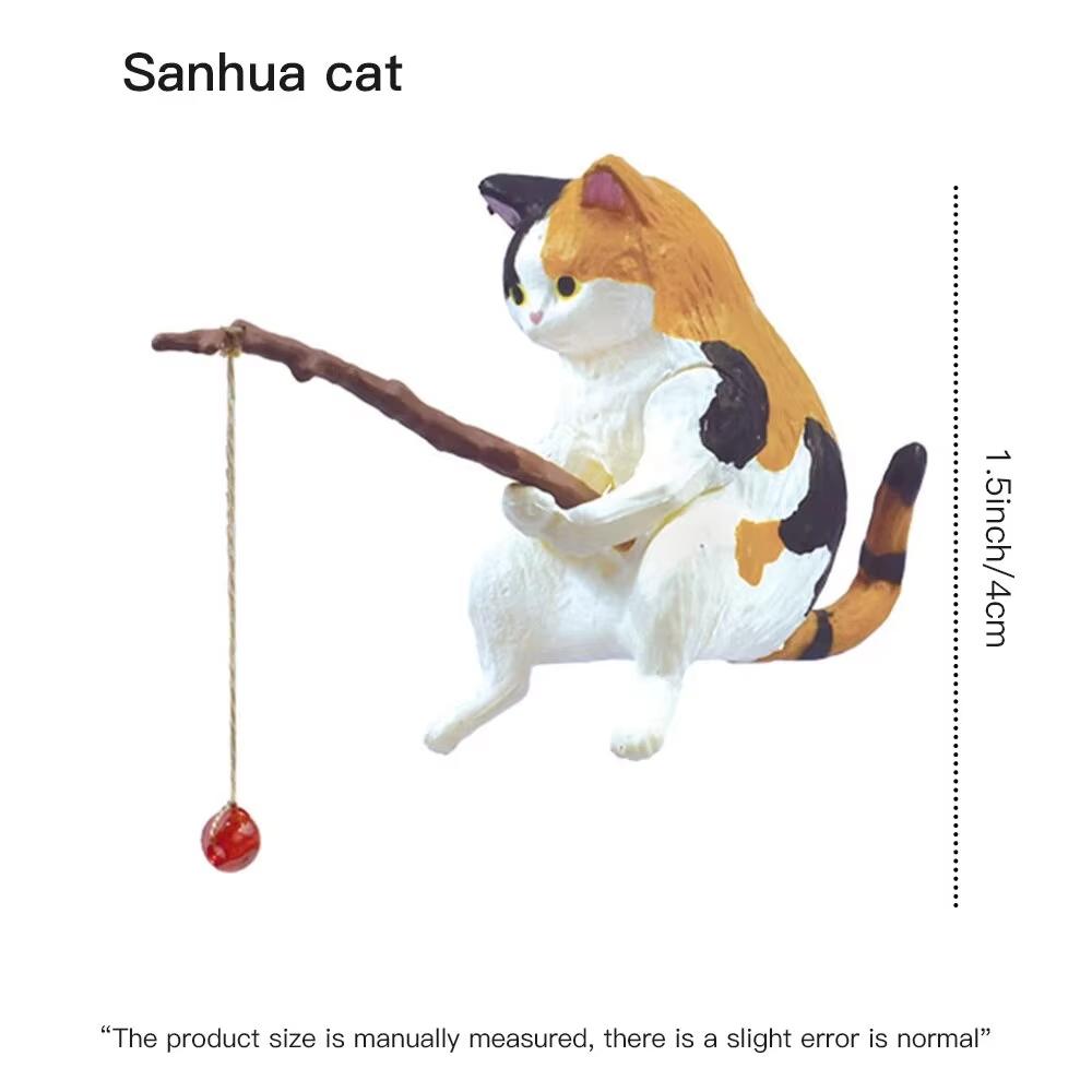 Fish Tank Fishing Cat Hanging Creative Landscape Decoration Office Decoration Fishing Mini Decoration Micro Landscape