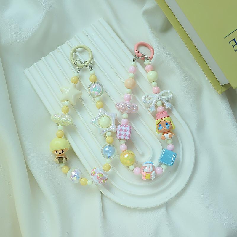 Милая мультяшная кукла, бисерный ремешок для телефона, брелок для рюкзака, брелок для ключей, кулон, анти-потеря, ремешок для телефона для iPhone, Samsung, подарки для девочек