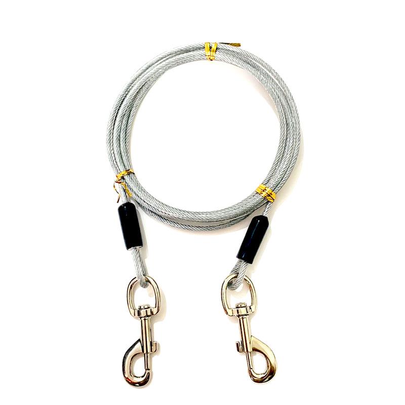 Поводок для дрессировки собак с двумя головками из железной цепи