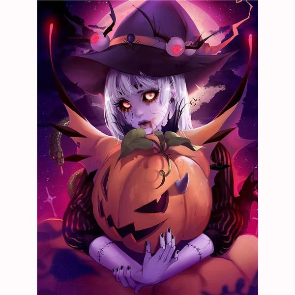 5D Diamond Embroidery Anime Girl Diamond Painting Halloween Pumpkin Cross Stitch Kit Mosaic Picture Home Decoration Kids Gifts