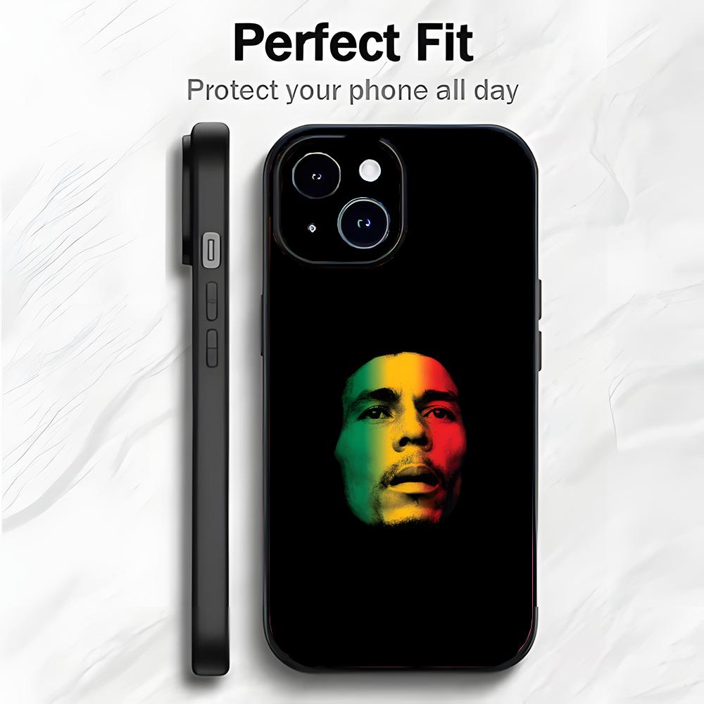 Регги Ямайский Певец B-Bob M-Marley Чехол для Телефона Чехол для Телефона Мягкая Упаковка Легкий Для iPhone17 16 15 14 13ProMax