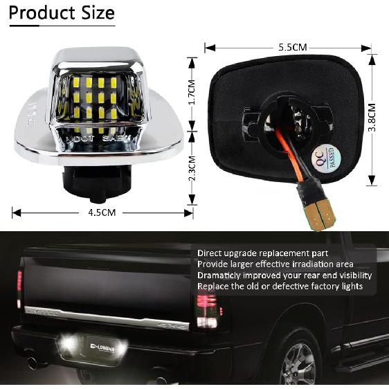 D-Lumina LED License Plate Light Tag Lamp Assembly Chrome Housing Compatible With 1988-1999 Chevy GMC Silverado Sierra C/K Series 1500 2500 3500