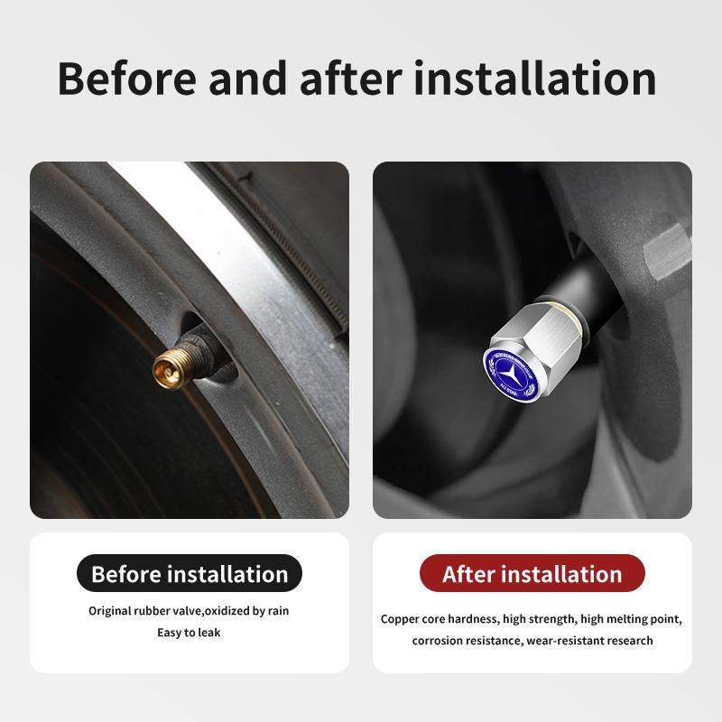 TXVMQ1 2025 Hot 5pcs Car Wheel Tire Valve Protection Cap Theftproof Tyre Stem For Mercedes Benz C180 C300 W124 W176 W177 C200 C260 GLC