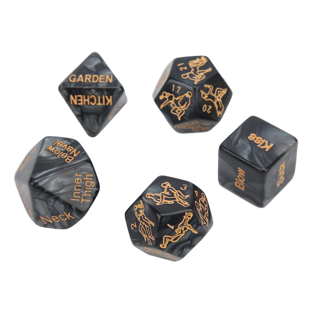 5pcs Valentine"s Day Couple Dice Lovers Bachelor Party Multiple Pose Sexual Dice Toy Black