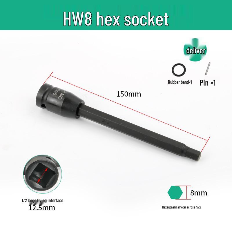 Удлиненная шестигранная головка 1/2" для гайковерта (150мм)
