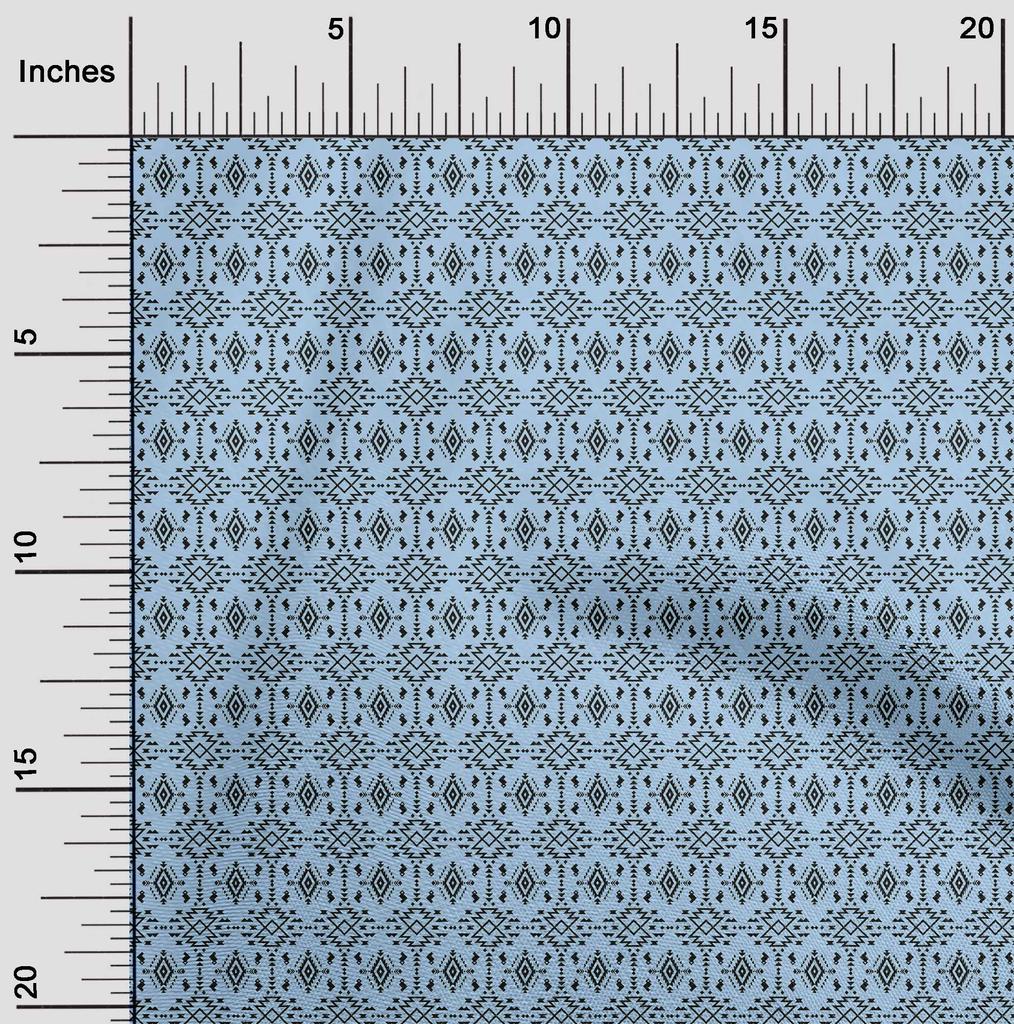 oneOone Cotton Flex Light Blue Fabric Tribal  Dress Material Fabric Print Fabric By The Yard 40 Inch