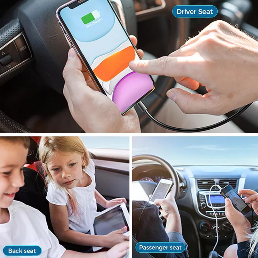 Автомобильное зарядное устройство 6 портов USB Type-C передний задний удлинитель зарядка быстрый свет адаптер питания автомобильные аксессуары RGB с E8N6