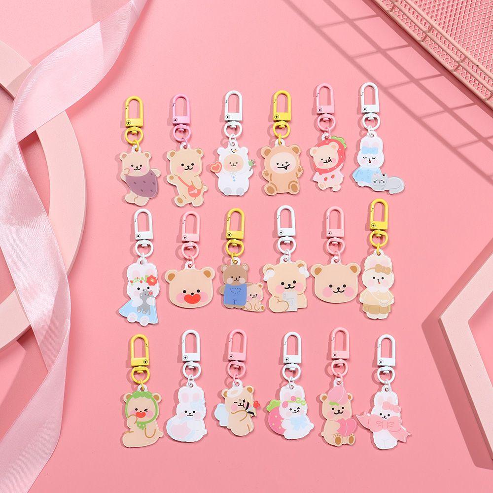 Fashion Jewelry Acrylic Phone Chain Bag Pendant Rabbit Cat Bear Keyring Keychains