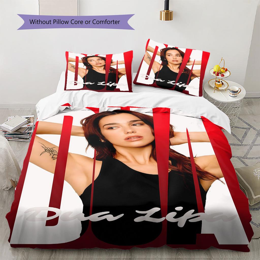 Dua Lipa Bedding Quilt Set Quilt Cover Pillowcase Home Decoration Birthday Gift (1 * duvet cover + 2 * pillowcase, without core)