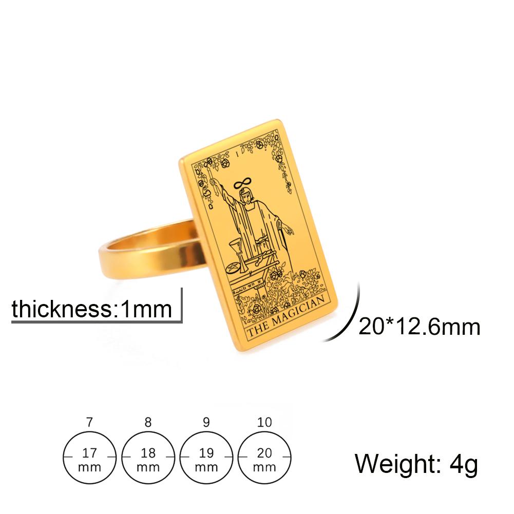 Dreamtimes Tarot Cards Rings for Women Men Stainless Steel Esotericism Divination Magic Ring Band Major Arcana Amulet Jewelry
