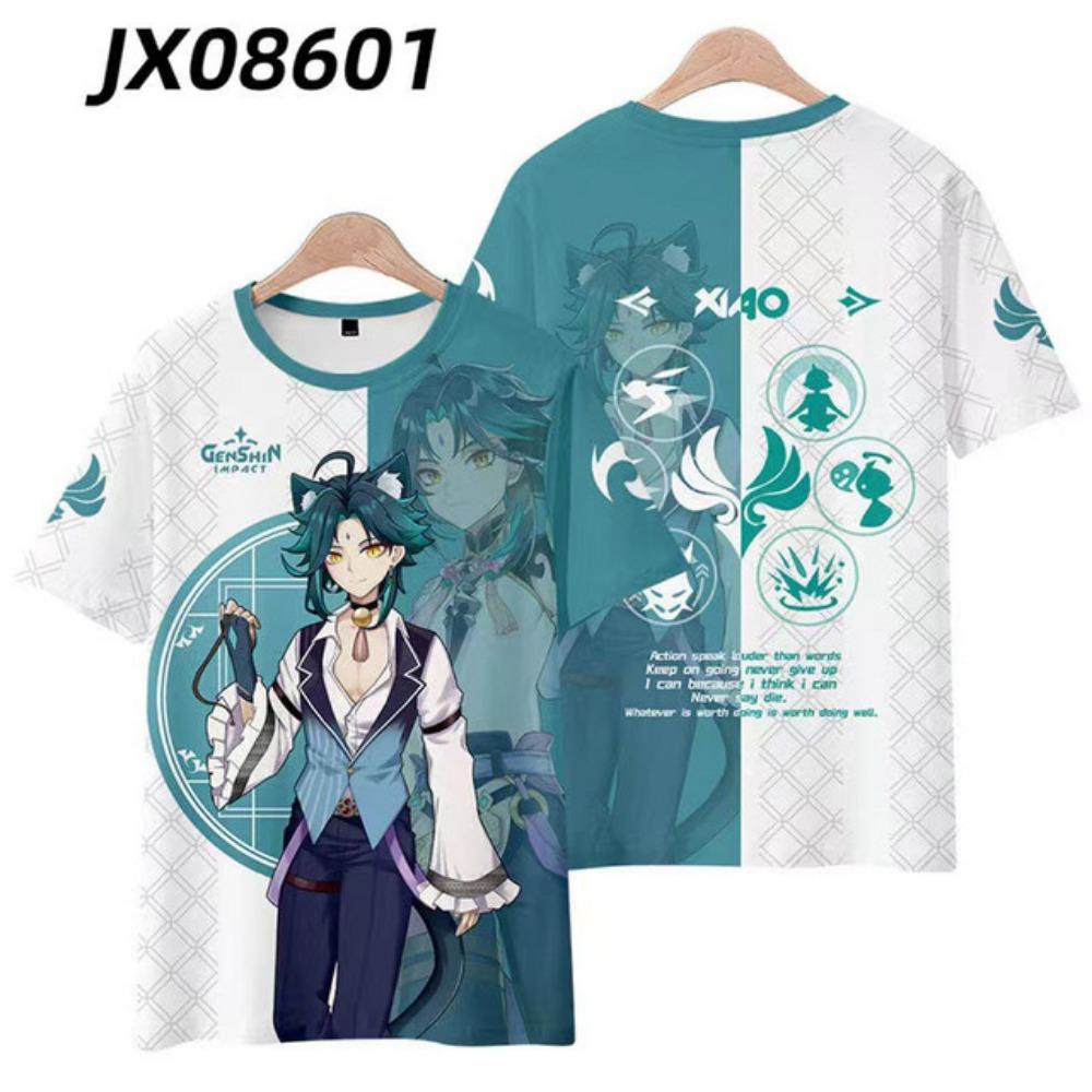 Футболка Game Genshin Impact с принтом KukiShinobu, 3D-косплей, унисекс, уличная одежда Harajuku, детский топ y2k, мужские и женские футболки с круглым вырезом