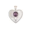 Natural Amethyst Gemstone 925 Sterling Silver Jewelry Heart Pendant 1.4" Gift CP-15-7