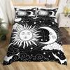 Mandala Duvet Cover Set Sun And Moon Comforter Cover Ties Exotic Style Black And White Botanical Floral Polyester Bedding Set