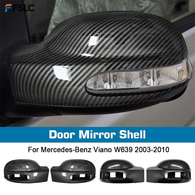 Защитный Чехол Корпус Зеркала Бокового Вида Для Mercedes-Benz Viano W639 2003-2010 Черный Углеродный Волокно Автомобильные Аксессуары для Зеркал Заднего Вида