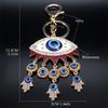 Turkish Lucky Blue Eye Keychain for Women Men Gold Color Metal Hamsa Hand Pendant Charms Bag Car Key Chain Ring Jewelry K9027S01