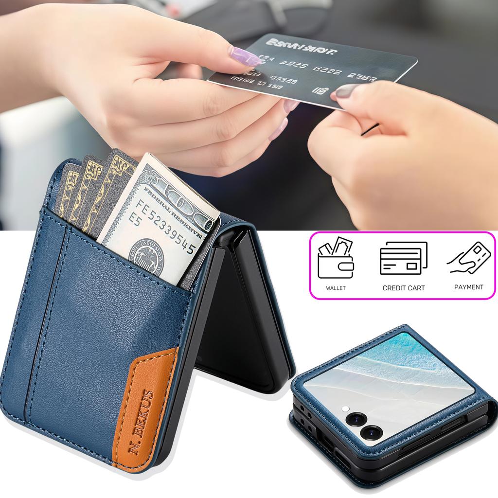 N.BEKUS For Samsung Galaxy Z Flip7 5G Case Card Slot PU + PC Phone Back Cover