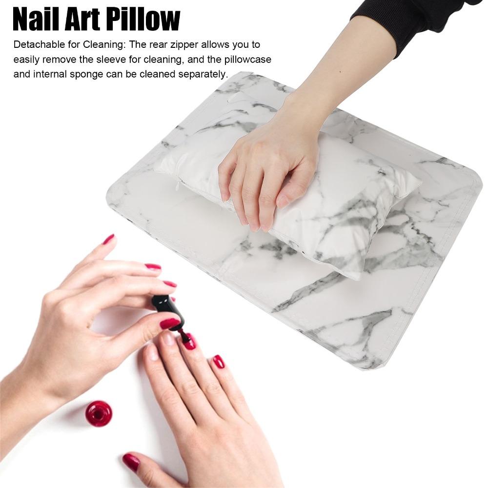 2pcs Detachable Nail Art Pillow Aluminum Alloy Holder Hand Cushion Mat  For Nail Tech