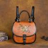 Retro Genuine Leather Women Bag Three Purpose Small Backpack Versatile Embossed Cowhide Shoulder & Crossbody Bags