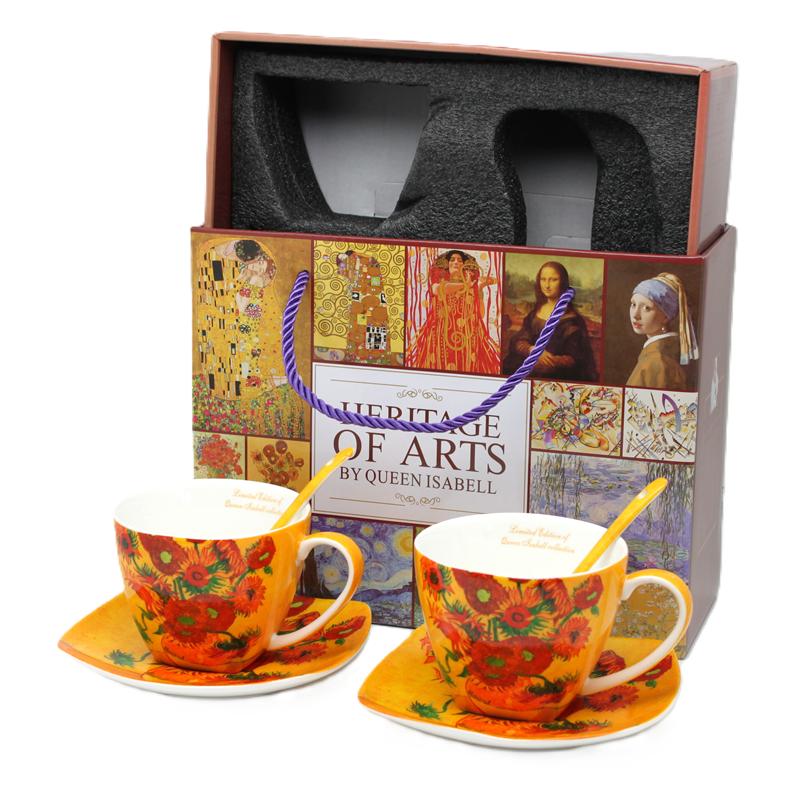 Porcelain Cups Set of 2 with Saucers Van Gogh Sunflowers 250ml