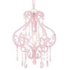 VidaXL Ceiling Suspension, E14 Bulbs, 24x32 Cm, Pink Metal Base with Acrylic Beads, Elegant Chandelier for Bedroom 281595