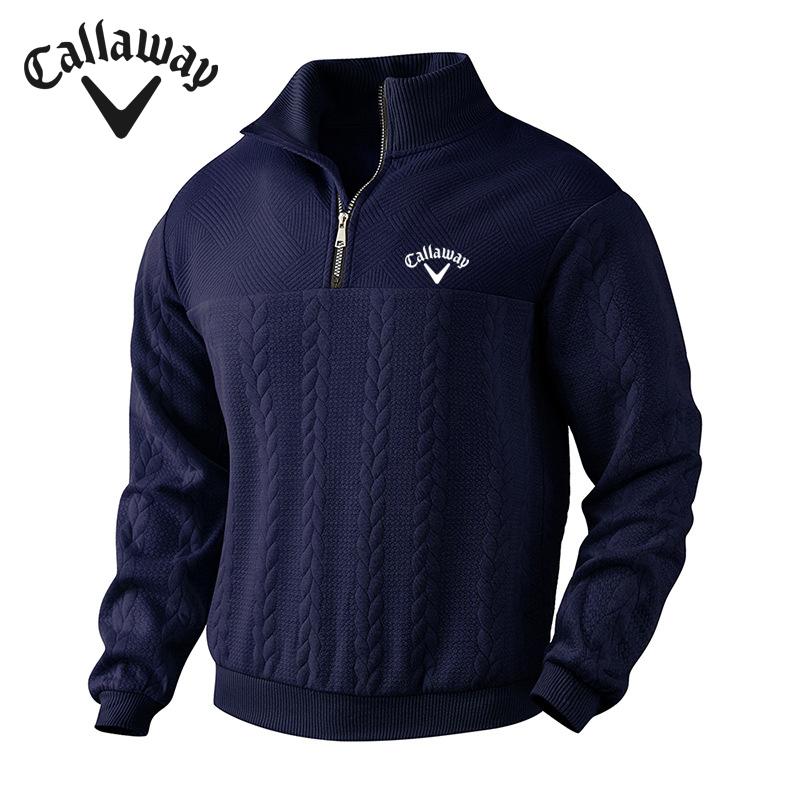 Callaway Вышитый ретро повседневный свитер с воротником-стойкой на молнии свободная вязка плотный жаккардовый сшивание осенне-зимний свитшот с длинными рукавами