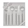 Genuine Cutipol GOA Warm Silver Dinnerware Gift Set In White Presentation Box with Genuine Ribbon 2 2 Gray/Matte 6-piece (2 Knives, Forks, Spoons)