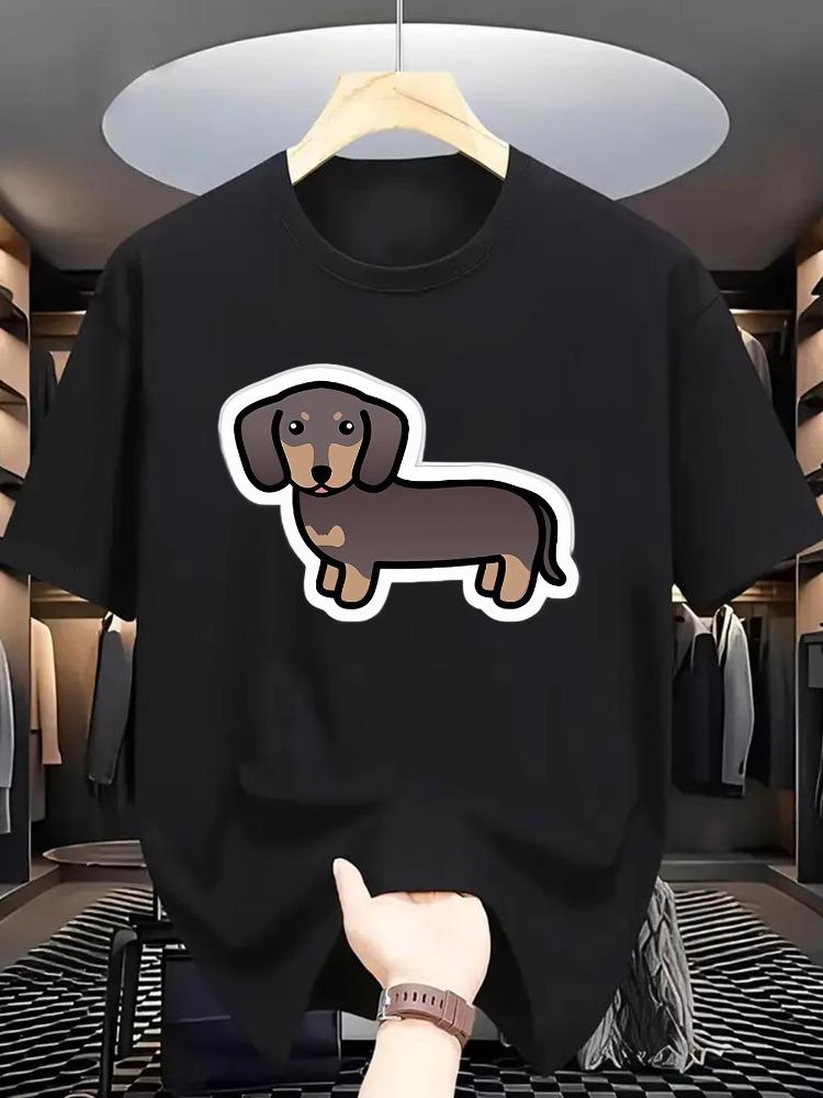 Sausage Dog Cartoon Pure Cotton Printed Summer New Fashion Trend Tshirt for Unisex and Unisex New Loose Casual Short Sleeve