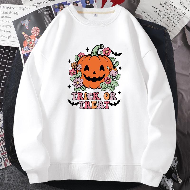 Women's 2025 Fashion Pumpkin Print Round Neck Sweatshirt