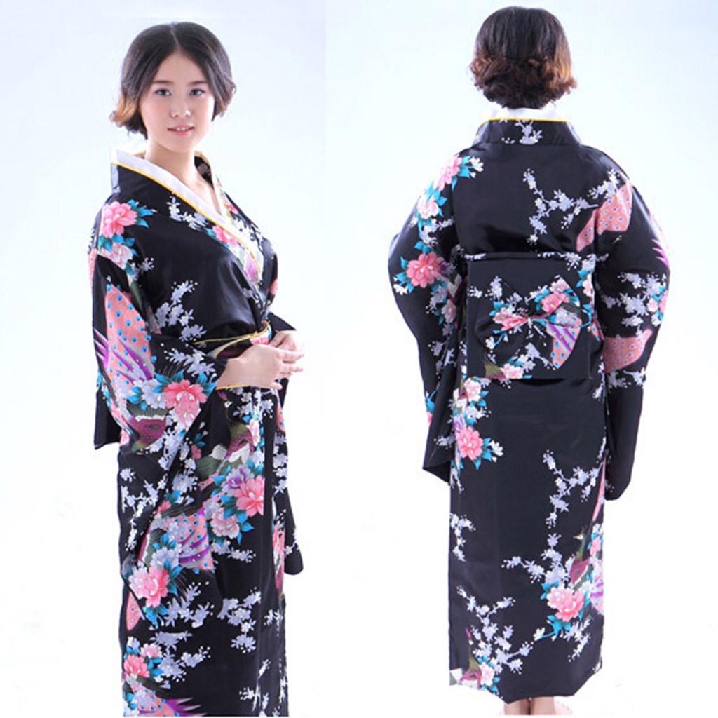 Женское кимоно с принтом, традиционное японское платье, костюм для косплея для фотографий