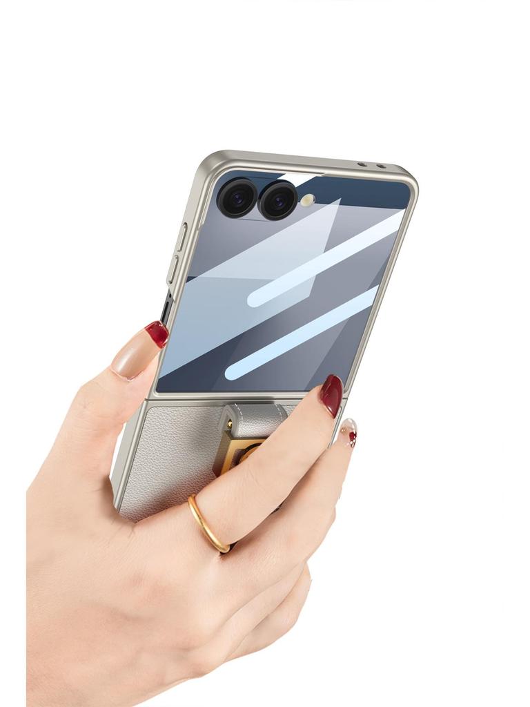 Ультратонкий складной чехол из ПУ-кожи Samsung Z Flip7 с кольцом-застежкой