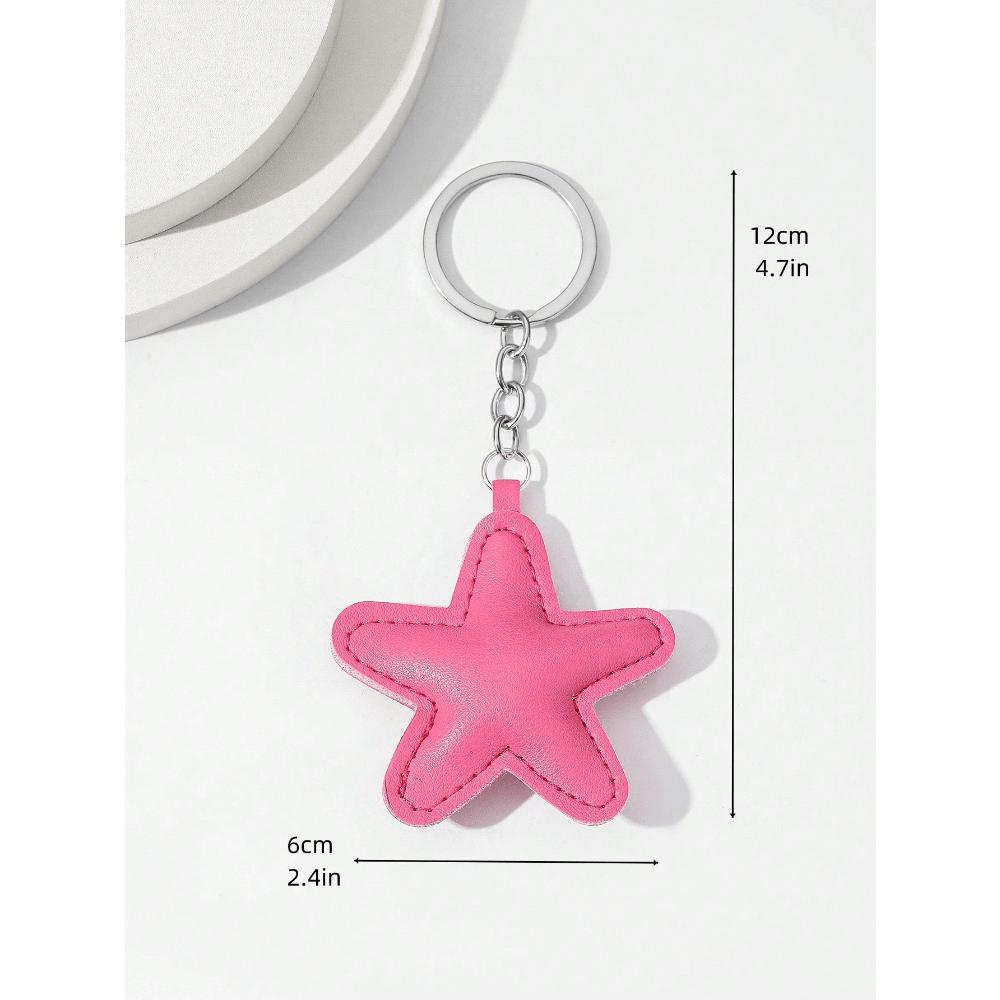 1pc Unisex Five-Pointed Star Keychain With PU & Padding Star Pendant Couple Gift Bag Decoration Hanging Ornament