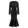 Women's Spring and Autumn V-neck Long-sleeved Slim Temperament Fishtail Dress Knitted Long Dress