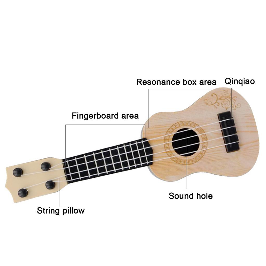 Mini 4 Strings Classical Ukulele Guitar Toy Simulation Kids Children Beginner Music Enlightenment Small Guitar for Entertainment