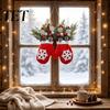 Holiday Party Supplies Christmas Mitten Door Hanger, Red White Glove Ornament with Pine Cone Berries, Gift Ideas Fabric Wall Decor for Front